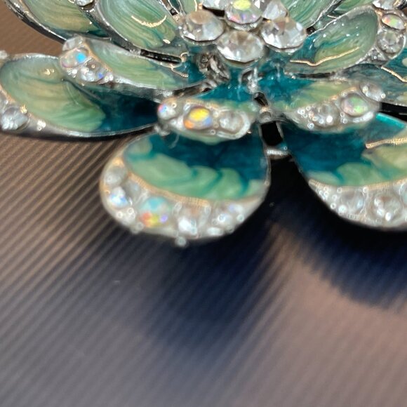 Pretty Mod Large Blue Crystal Peacock Fashion Brooch - Picture 11 of 16
